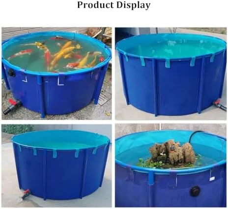Durable Aquaculture Water Tank with Drain Valve，Aquaculture Water Tank Cistern Steel Frame Multifunction PVC Canvas,Fish Breeding Koi Pool for Garden,Multifunction PVC Canvas Pool for Ponds