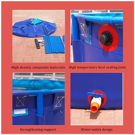 Durable Aquaculture Water Tank with Drain Valve，Aquaculture Water Tank Cistern Steel Frame Multifunction PVC Canvas,Fish Breeding Koi Pool for Garden,Multifunction PVC Canvas Pool for Ponds