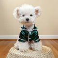 Cat Puppy Costume Elegant Satin Pajamas with Bow Headband 2PCs Set Pet Sleepwear Cute Pet Outfit Cosplay Partywear Photoshoots (Green Set,Medium)