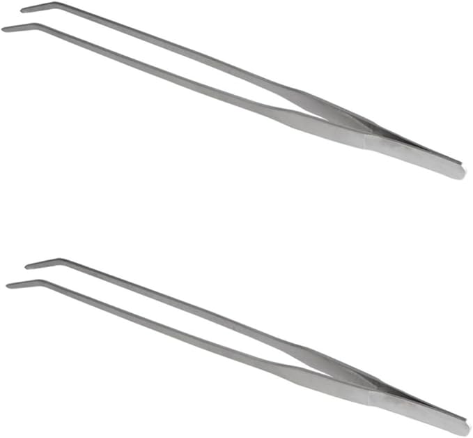 2pcs Curved Tip Stainless Steel Plant Tweezers Aquatic Tongs for Fish Tank Plants Ergonomic Design for Easy Handling and Trimming