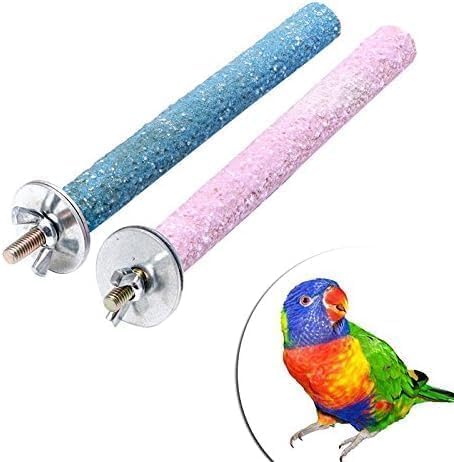 2 Pcs Multi-Color Random Bird Perch Stand Toy Wood Parrot Perch Stand Grinding Claw Sticks Sanded Surface Cage Toy for Parakeets Finches Parakeet Toys, Birdcage Accessories, Perches