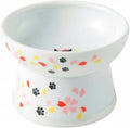 Necoichi Raised Cat Food Bowl – Ceramic Elevated Cat Bowl for Whisker & Neck Fatigue, Dishwasher Microwave Safe – Non-Slip & Anti Vomiting Ergonomic Design (Sakura Floral, Regular, 1-Cup Capacity)