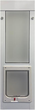 Ideal Pet Products Aluminum Vertical Sash Window Pet Door, Adjustable Sizes to Fit Window Heights from 43-7/8” to 46-1/2”, Chubby Kat 7-1/2” x 10-1/2” Flap Size