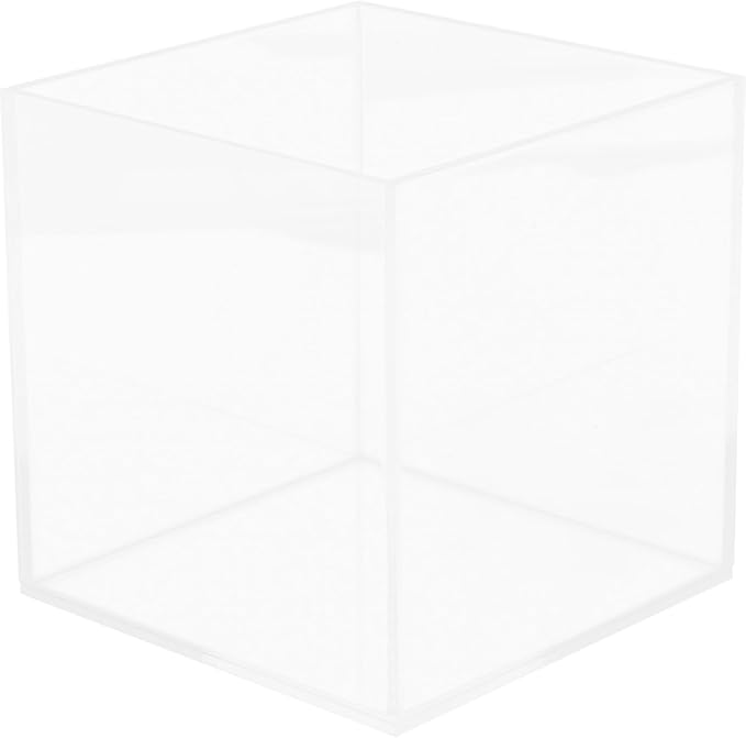 Housoutil Square Acrylic Fish Tank Mini Betta Aquarium for Turtles and Aquatic Plants Versatile Desktop Decor for Home Office and Parties