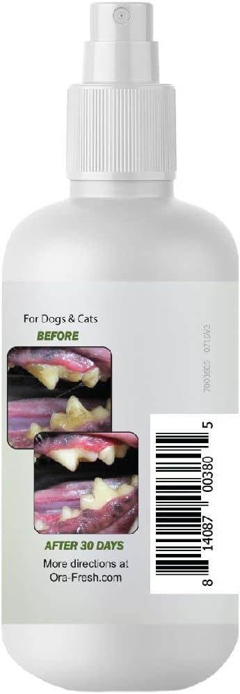 Green Pet Organics OraFresh Dental Spray with Peppermint Oil - Naturally Fights Tartar, Plaque & Freshens Breath Instantly, Improves Oral Health, 8 oz