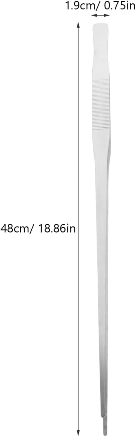Housoutil 2pcs Extra Large Feeding Tongs for Reptiles and Fish Heavy Duty Metal Tweezers Straight Curved for Precise Handling and Feeding of Lizards Turtles and