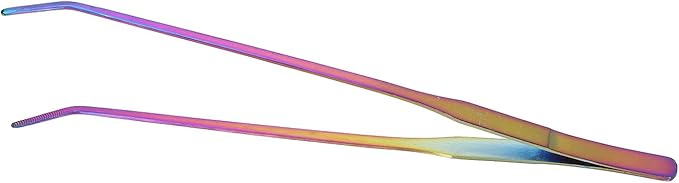 AYNEFY Aquarium Long Planted Feeding Tongs, Stainless Steel Colorful Straight Tweezer Aquarium Plant Maintenance Tools for AquaticPlants 10.6 Inches (27cm Bent Clip), AYNEFYwd0ziq89km-12