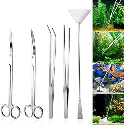 Aquarium Plants Tools, Aquascaping Tweezers Scissor Spatula Tool Stainless Steel Aquarium Tank Aquascaping Tools Set for Fish Starter Kits (3pc/4pc/5pc) (4 PCS)