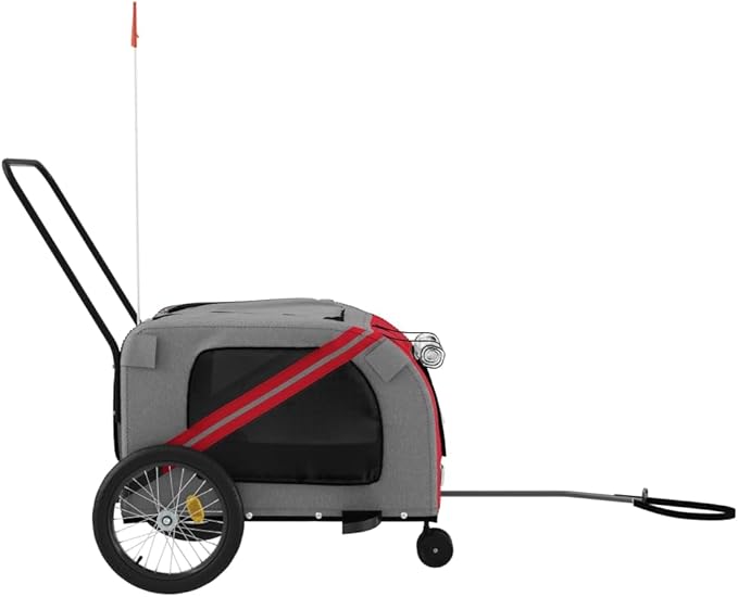 Pet Bike Trailer for Small Dogs, Durable Oxford Fabric with Weatherproof & Scratch-Resistant Design, Zippered Doors and Mesh Windows for Safe Outdoor Rides