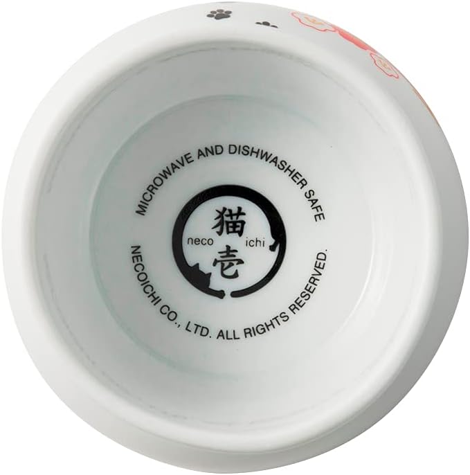 Necoichi Raised Cat Food Bowl – Ceramic Elevated Cat Bowl for Whisker & Neck Fatigue, Dishwasher Microwave Safe – Non-Slip & Anti Vomiting Ergonomic Design (Fuji, Regular, 1-Cup Capacity)