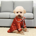 Cat Puppy Costume Elegant Satin Pajamas with Bow Headband 2PCs Set Pet Sleepwear Cute Pet Outfit Cosplay Partywear Photoshoots (red Set,Medium)