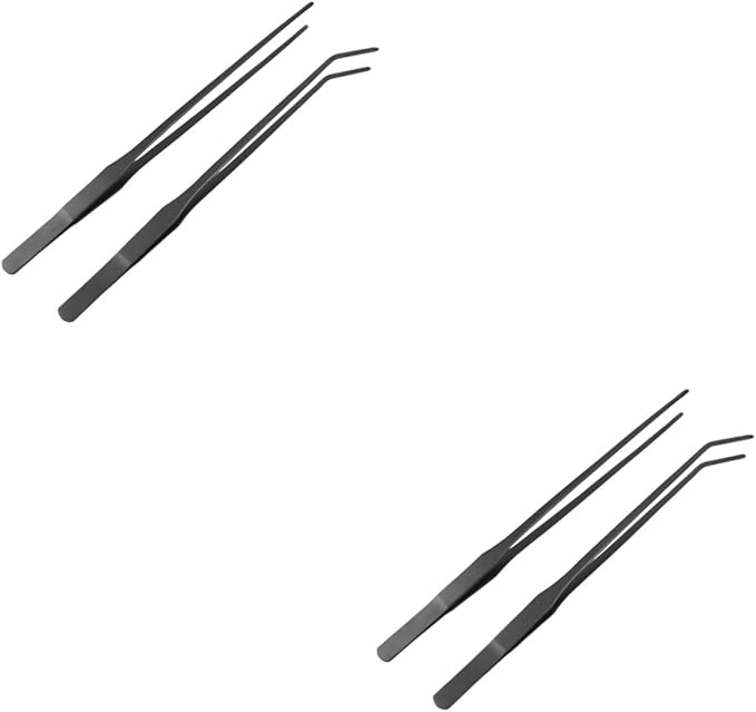 Didiseaon 4pcs Stainless Steel Aquatic Plant Tweezers Curved and Straight Tongs for Fish Tanks for Aquascaping