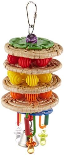 Super Bird Creations SB765 Triple Decker Bird Toy for Medium Sized Pet Birds - Ringnecks, Medium Conures, Cockatiels, Caiques, Pionus, Senegals - Bird Safe Component and Design - 8" x 3"