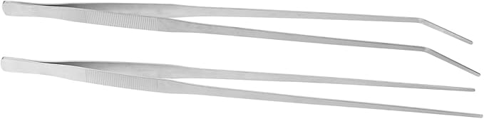 FRCOLOR 2pcs Handle Reptile Feeding Tongs Straight Curved Tweezers for Safe Handling of Crawling Pets and Aquatic Creatures Terrariums and Aquariums
