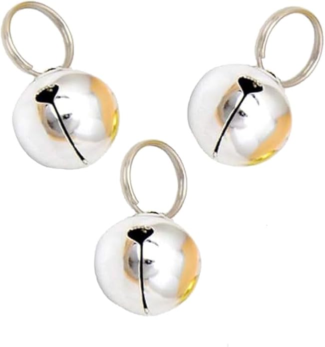 GCA Pet Dogs and Cats Collar Bells,Pet Collar Accessories,1/2-Inch, Silver（3 Sets ）