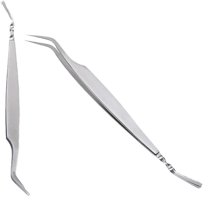1 Pc Silver 2 in 1 Tick Removal Tool for Pets, Stainless Steel Tick Remover Tools, Professional Tick Tweezers Ticks Remover for Dogs, Cats and Humans, Flea and Tick Control