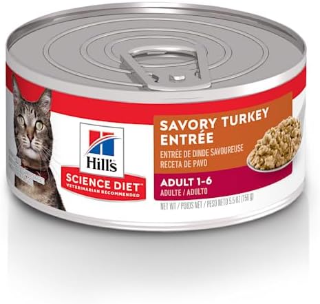 Hill's Science Diet Adult 1-6, Adult 1-6 Premium Nutrition, Wet Cat Food, Turkey Minced, 5.5 oz Can, Case of 24