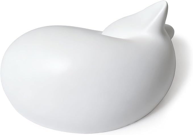 Sleeping Cat Urn for Ashes with Paw Print Kit, Capacity 0.5L, Carefully Handmade Resin Pet Urns for Cats, Thoughtful Pet Loss Gifts and Cat Memorial for Ashes Keepsake (White)
