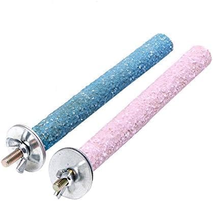 2 Pcs Multi-Color Random Bird Perch Stand Toy Wood Parrot Perch Stand Grinding Claw Sticks Sanded Surface Cage Toy for Parakeets Finches Parakeet Toys, Birdcage Accessories, Perches