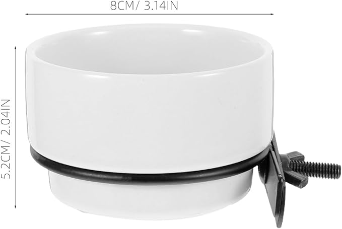 YARNOW Ceramic Bird Feeder Bowl Detachable Hanging White Parakeet Food Dish for Bird Cage Feeding and Watering Supplies