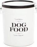 Harry Barker Bon Chien Dog Food Storage Canister – Small 3.5 gallons, Airtight Stainless Steel Pet Food Container, Stylish Kitchen Counter Dog Kibble Storage with Easy-Open Lid - White