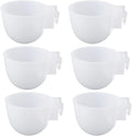 6 Pcs Mini Bird Food Bowl Feeder, Parrot Convenient Hanging Container, Plastic Pigeon Bird Cage Dish (White)