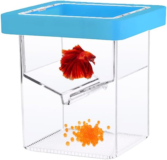 Breeder Box for Fish Tank,Isolation Breeding Box with Layered Design,Floating Fish Breeder Box for Aquarium,Adsorption and Suspension,Blue
