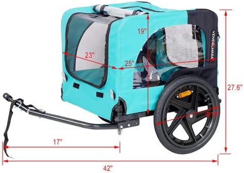 HomVent Dog Bike Trailer - Folding Pet Carrier Wagon with 16 Inch Wheels for Small and Large Dogs