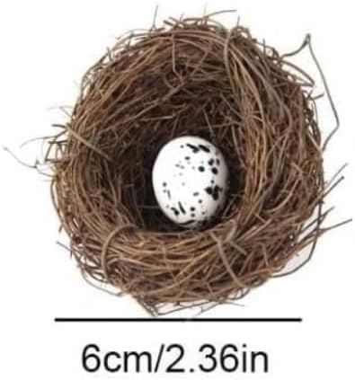 Jowxsx Artificial Bird Nest, Bird Nest with Artificial Bird Eggs, Country Style Simulation Twig Bird Nest for Handmade Easter Rattan Nest Easter Supplies Nests Birdcage Accessories