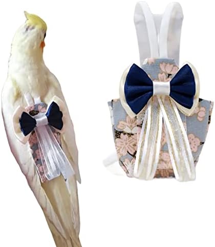 Bird Flight Suits Diapers, Parrot Diapers for Monk Parakeets, Cockatiels, Parrot Clothes Costume, Bird Training Nappy Suit Liners Clothes (Large,Navy)