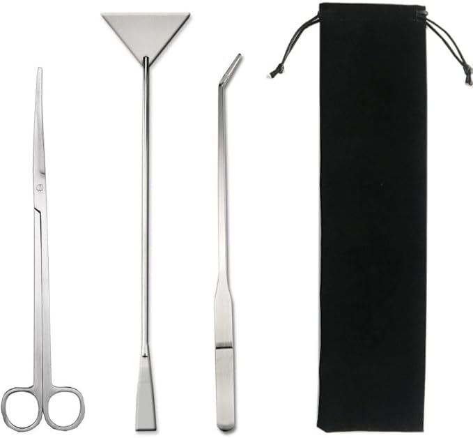 Aquarium Aquascaping Tool, Long Tweezers Scissors Spatula, 4 in 1 Stainless Steel Aquatic Plants Set for Fish Starter Kits, Aquariums Tank and Terrarium