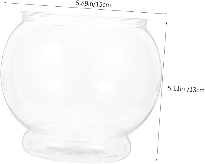 BESPORTBLE Tabletop Fish Tank Globe - Shatterproof Transparent Plastic Fish Bowl for Betta, Goldfish, and Turtles - 5.90 X 5.90 X 5.11 Inch, Ideal for Office and Home Decor