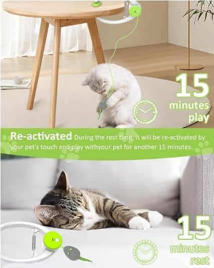 KWV Interactive Cat Toys for Indoor Cats - Automatic Flying Bird Feather Wand Chase Exercise Enrichment Stimulation, Rechargeable Durable Safe Kitten & Adult Cat Electric Hanging Toy for Bored Cats