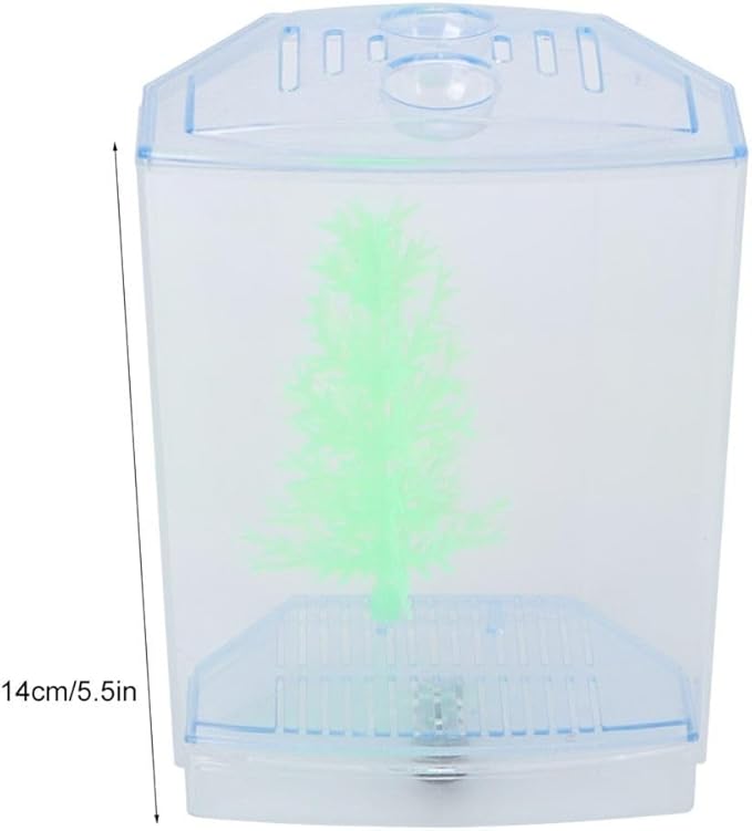 Mini Fish Breeding Box Acrylic Isolation Tank with Dirt Groove for Aquarium Fish Observation and Protection(Single)