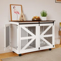 Mobile Dog Crate with Flip-Top Feeding Door, Dual-Access & 5 Caster System (2 Locking), Side Hooks - Multi-Functional Pet Kennel, 47.2" Double Dog Crate Furniture
