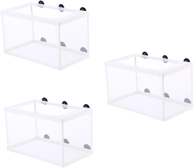 Happyyami 3pcs Fish Tank Suction Cup Fish Breeding Net Large Capacity Aquarium Breeder Box