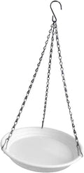 Hanging Bird Feeder and Waterer Tray Water Feeding Bowl Garden Decor with Chains Sturdy Birds Water Station for Backyard Yard, White