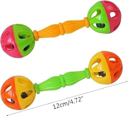 2 Pcs Bird Parrot Toy Rattle Birds Fun Exercise Plastic Double-Headed Bell Pet Toys Small and Medium Birds Foraging Foot Toy,Bird Toys, Pet Supplies