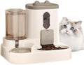 Two-in-One Upgraded Gravity Pets Feeder and Water Dispenser Combo Set, Pet Cat Dog Automatic Feeder and Water Dispenser for Small and Medium Pets Cats Dogs, Large Capacity & Washable