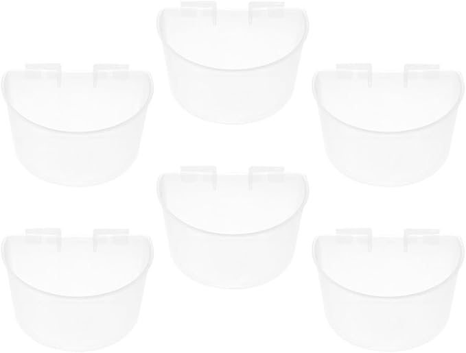 6pcs Pigeon Feeding Bowls with Watering Dish, Large Plastic Bird Cage Cups for Hanging Feeders, Suitable for Pigeon and Rabbit Cage Watering Supplies
