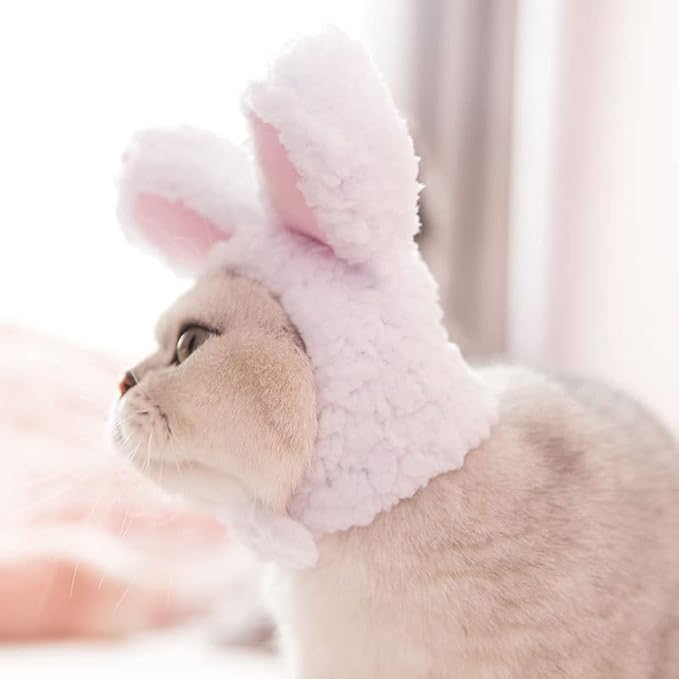 Cat Outfit Cats Hat Kitten Costume Bunny Sheep Lion Mane Frogs Hat Cute OMG Adorables Style Party Costume Accessory Headwear(Size M, Bunny)