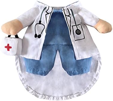 Mikayoo Pet Dog Cat Halloween Costume Doctor Nurse Costume Dog Jeans Clothes Cat Funny Apperal Outfit Uniform(Doctor,XS)