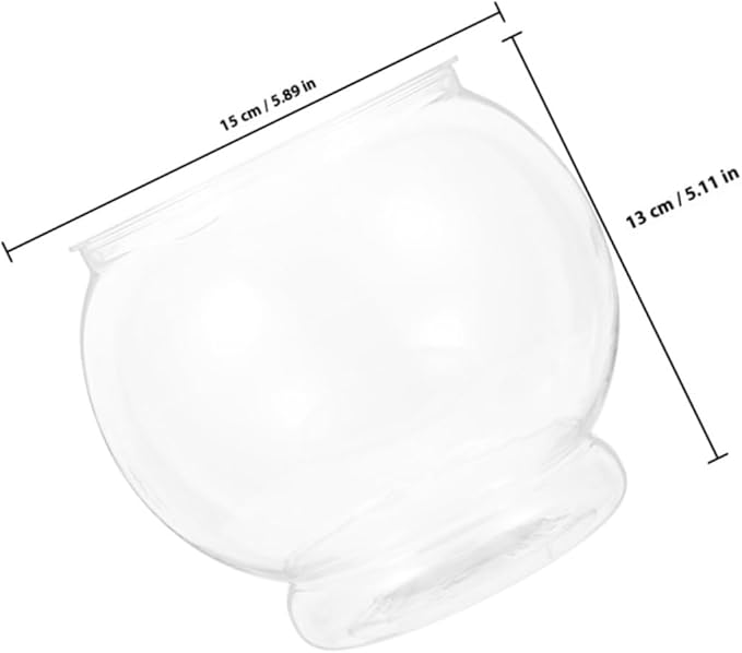 Transparent Plastic Fish Tank 15 Inch Round Shatterproof Fish Bowl for Betta and Aquatic Plants for Desktop Decoration and Office Use