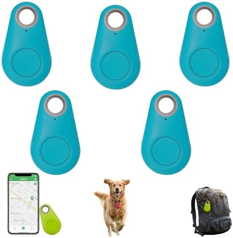 Two-Way Alarm Pet Location Tracker with Real-Time Tracking for Dogs, Cats, Keys, and Luggage, Waterproof Anti-Loss Device for Outdoor and Travel Use (Blue,5Pcs)