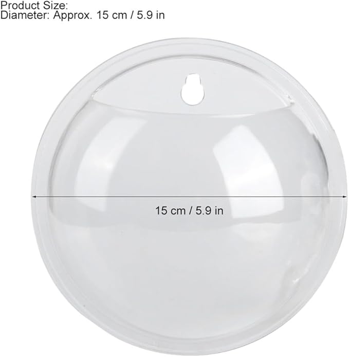 5.9 Inch Transparent Acrylic Wall Mounted Fish Bowl Space-Saving Leak-Proof Hanging Aquarium for Small Fish Plants Home Office Decoration