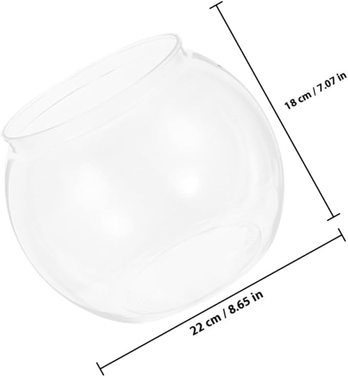 Small Plastic Fish Bowls 2pcs, Round Desktop Aquarium Tanks, Shatterproof Office Goldfish Bowls for Home and Living Room Micro Landscape