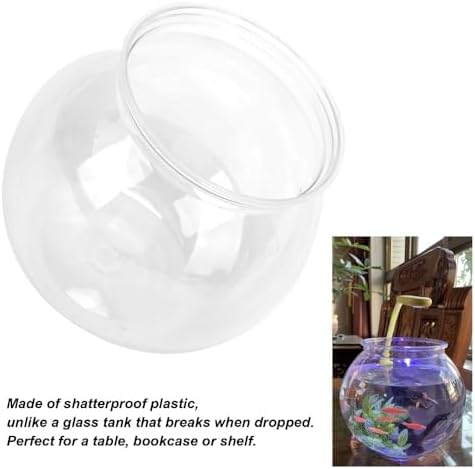 4.9x3.9 Inch Mini Plastic Transparent Fish Bowl Shatterproof Aquarium for Small Fish Desk Decor Tank with High Light Transmittance(S)