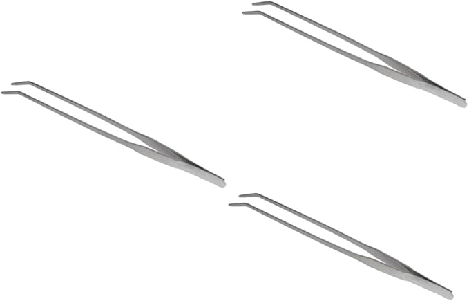 3pcs Stainless Steel Curved Tip Tweezers for Aquatic Plants Ergonomic Fish Tank Plant Tongs for Easy Trimming and Maintenance of Aquarium Flora