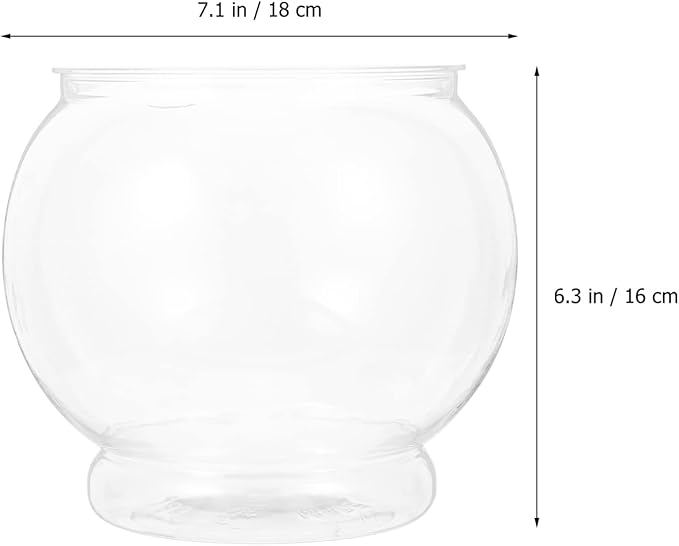 Homoyoyo Plastic Fish Bowl Round Clear Goldfish Vases for Betta Fish Aquarium Home Decor Party Drinks Crafts Unbreakable Transparent 18.00X18.00X17.00CM