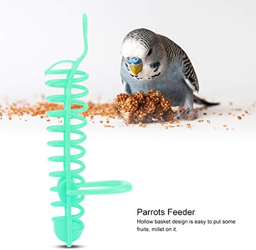 Parrots Food Basket, Birds Feeding Perch Stand Fruit Vegetable Container Birds Feeders Plastic Parrot Bird Cage Hanging Foraging Toys(Green)